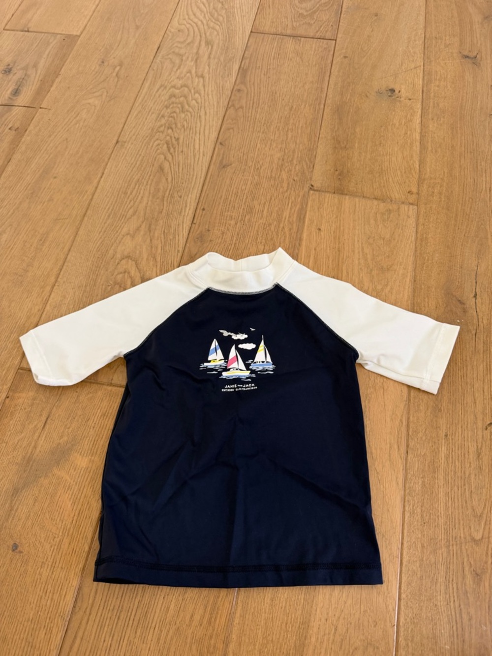 Janie and Jack Navy & White Sailboat Rashguard